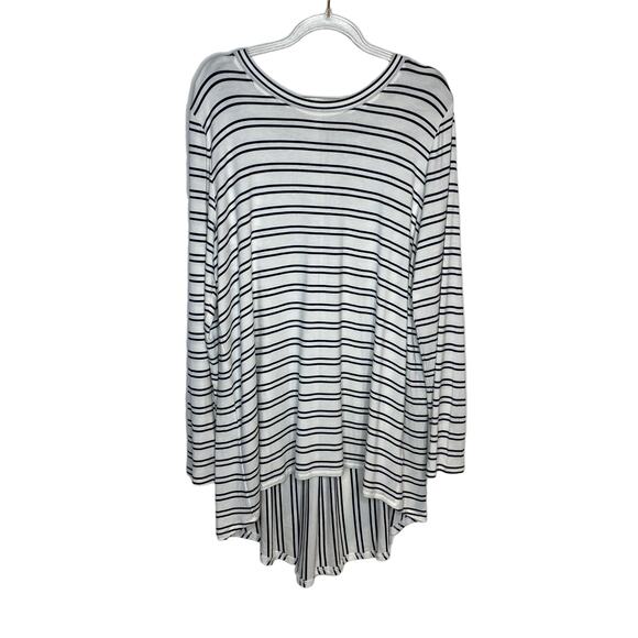 Soft Surroundings Womens Size Medium Striped Top Black White Long Sleeve Stretch - Picture 1 of 8